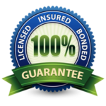 100% guarantee badge with green ribbon